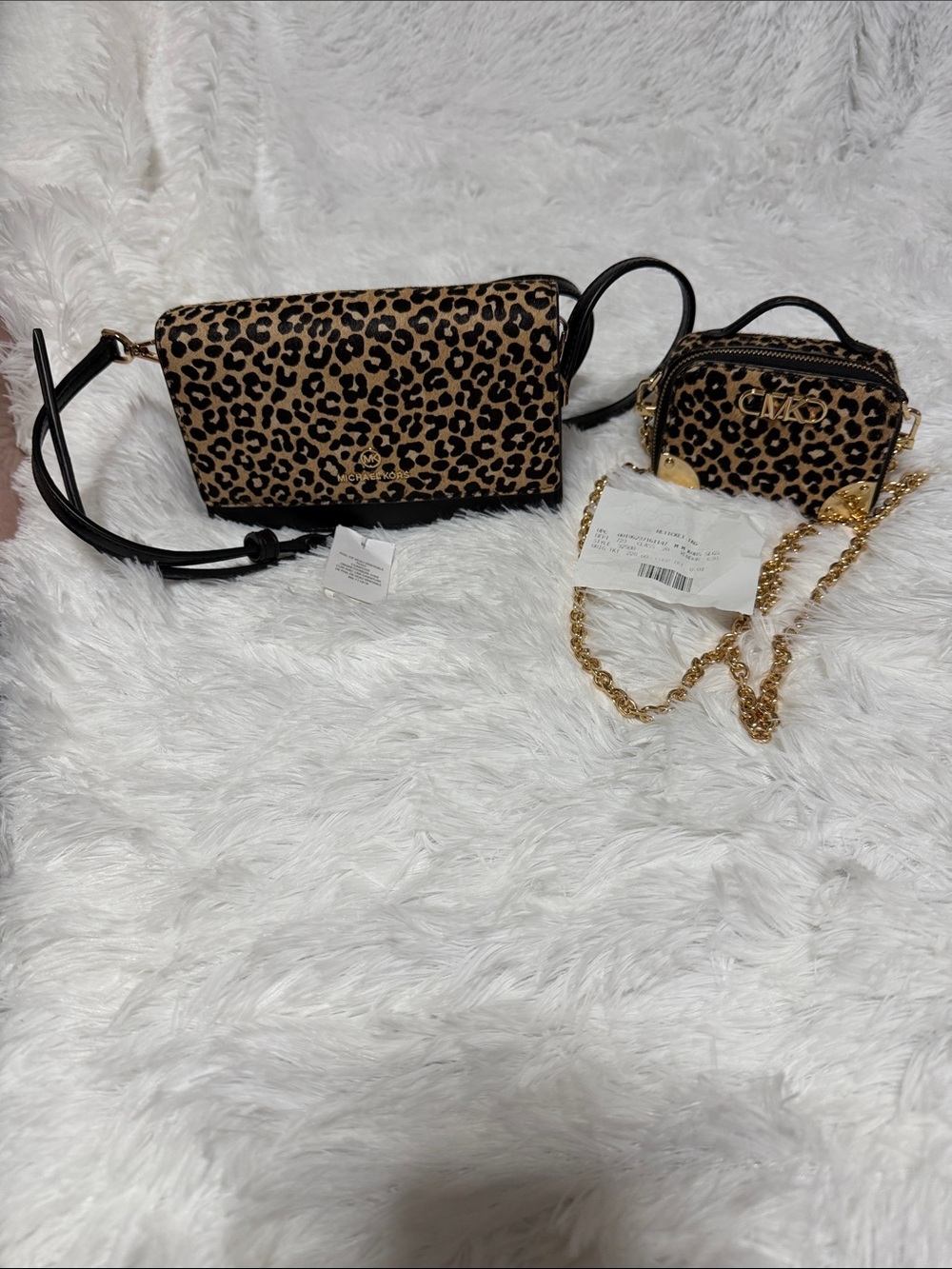Michael Kors Leopard Print Crossbody Duo in Brown and Black